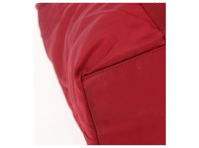 Bolsa Tote Prada em Nylon Vermelho Prata Auth bs31579 - vista 16