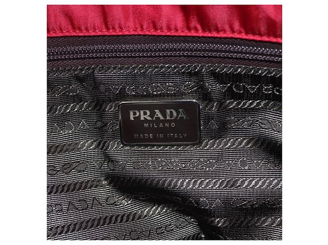 Bolsa Tote Prada em Nylon Vermelho Prata Auth bs31579 - vista 18