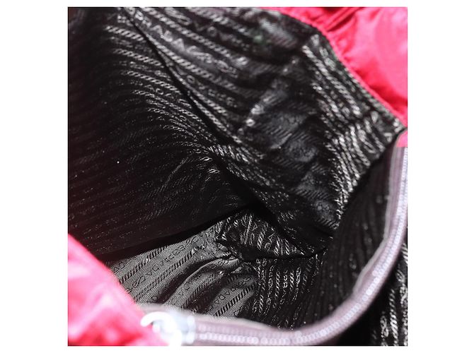 Bolsa Tote Prada em Nylon Vermelho Prata Auth bs31579 - vista 19