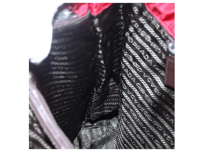 Bolsa Tote Prada em Nylon Vermelho Prata Auth bs31579 - vista 20