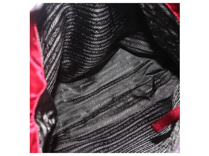 Bolsa Tote Prada em Nylon Vermelho Prata Auth bs31579 - vista 23