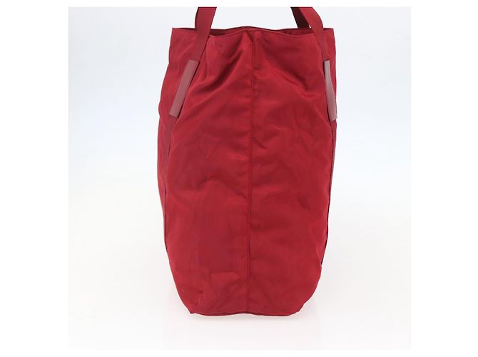 Bolsa Tote Prada em Nylon Vermelho Prata Auth bs31579 - vista 4
