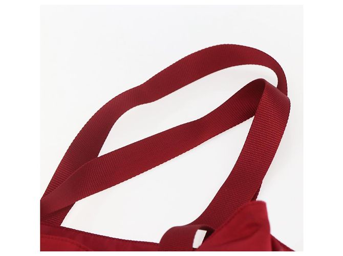 Bolsa Tote Prada em Nylon Vermelho Prata Auth bs31579 - vista 8