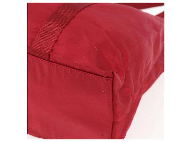Bolsa Tote Prada em Nylon Vermelho Prata Auth bs31579 - vista 9
