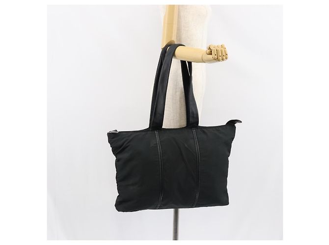 Borsa Tote LOEWE in nylon e pelle nera argento autentica bs31205 Nero - vista 21