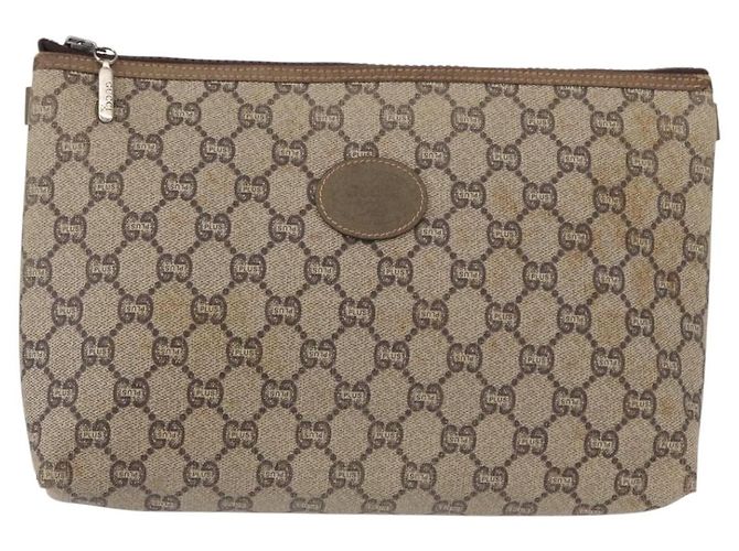 GUCCI GG Plus Supreme Clutch Bag PVC Beige Oro Auth bs31127 D'oro - vista 13