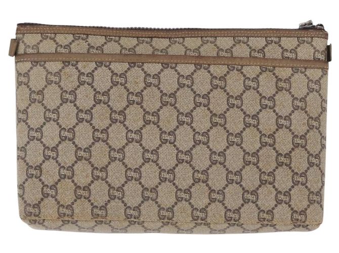 GUCCI GG Plus Supreme Clutch Bag PVC Beige Oro Auth bs31127 D'oro - vista 2