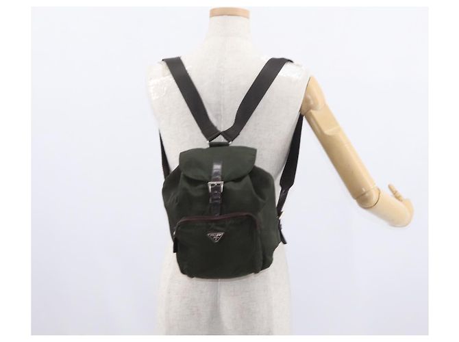 Mochila PRADA de nylon caqui plata auténtica bs31148 - vista 27
