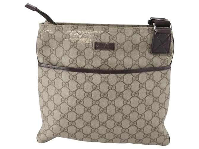 Borsa a spalla GG Supreme in PVC beige e argento di GUCCI 141626 Auth 151979 - vista 13
