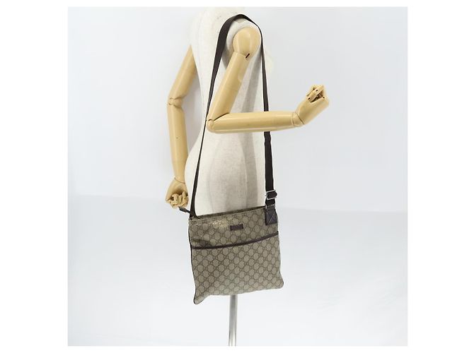 Borsa a spalla GG Supreme in PVC beige e argento di GUCCI 141626 Auth 151979 - vista 23