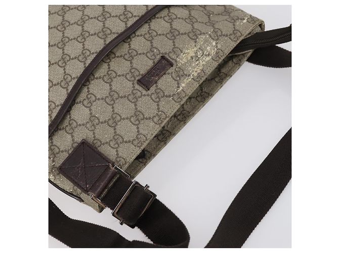 Borsa a spalla GG Supreme in PVC beige e argento di GUCCI 141626 Auth 151979 - vista 6