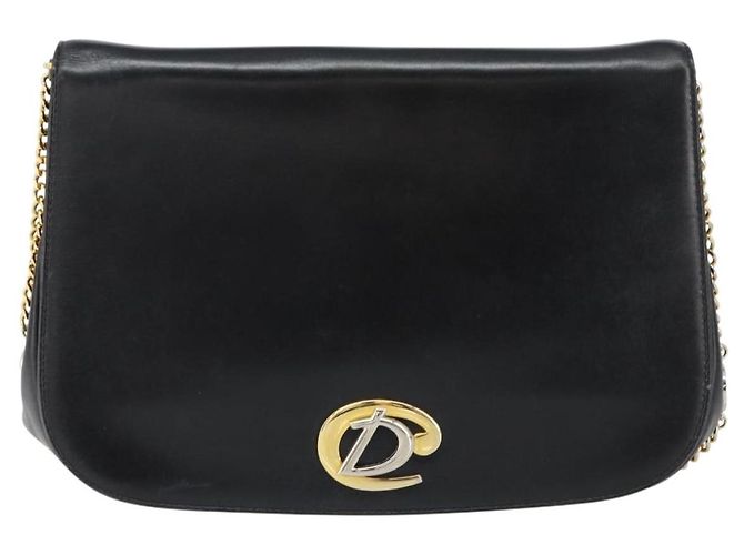 Borsa a spalla a catena Christian Dior in pelle nera e oro Auth ep12110 Nero D'oro - vista 13