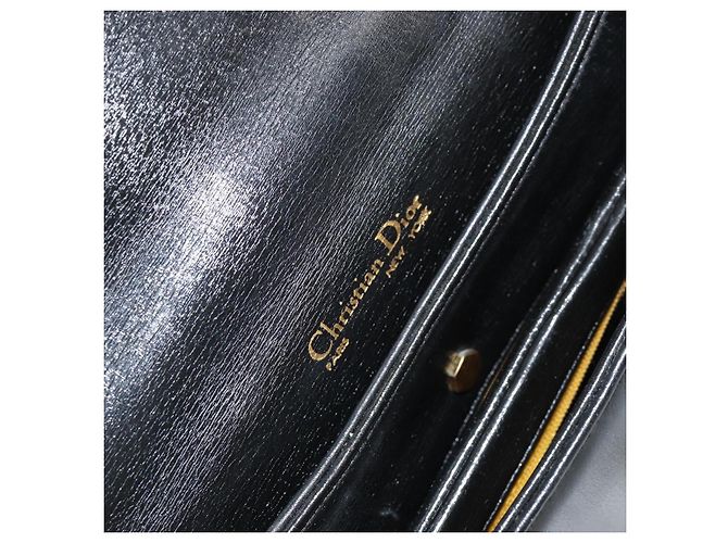 Borsa a spalla a catena Christian Dior in pelle nera e oro Auth ep12110 Nero D'oro - vista 18