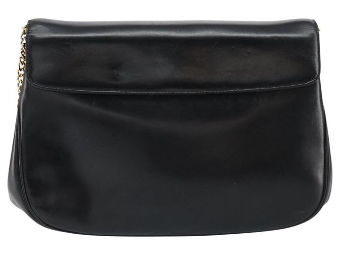 Borsa a spalla a catena Christian Dior in pelle nera e oro Auth ep12110 Nero D'oro - vista 2