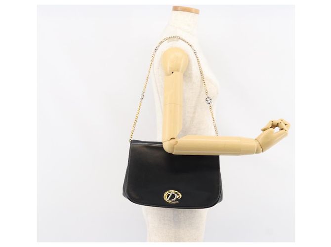Borsa a spalla a catena Christian Dior in pelle nera e oro Auth ep12110 Nero D'oro - vista 24