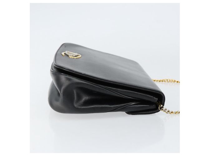 Borsa a spalla a catena Christian Dior in pelle nera e oro Auth ep12110 Nero D'oro - vista 3