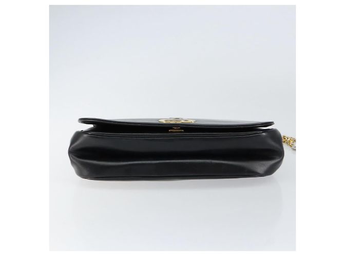 Borsa a spalla a catena Christian Dior in pelle nera e oro Auth ep12110 Nero D'oro - vista 5