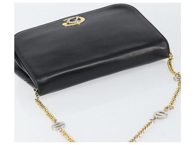 Borsa a spalla a catena Christian Dior in pelle nera e oro Auth ep12110 Nero D'oro - vista 6
