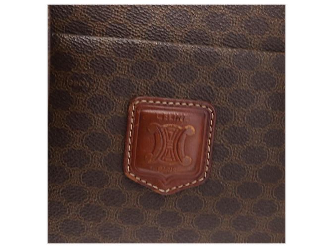 Céline Borsa a spalla in tela Macadam CELINE in pelle PVC marrone e oro Auth ka257 D'oro - vista 18