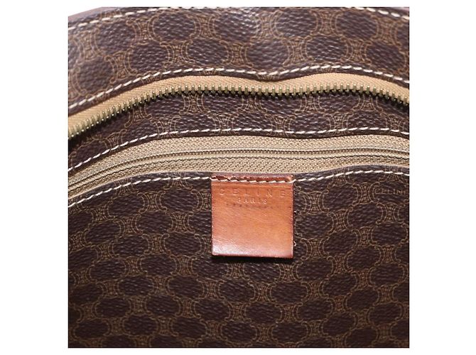 Céline Borsa a spalla in tela Macadam CELINE in pelle PVC marrone e oro Auth ka257 D'oro - vista 19