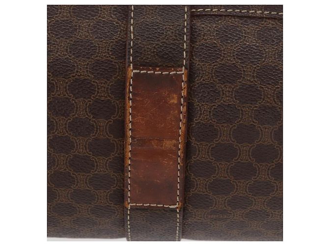 Céline Borsa a spalla in tela Macadam CELINE in pelle PVC marrone e oro Auth ka257 D'oro - vista 6