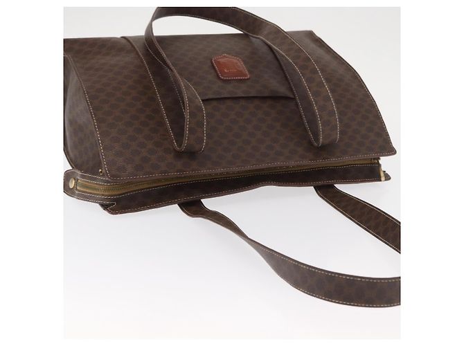 Céline Borsa a spalla in tela Macadam CELINE in pelle PVC marrone e oro Auth ka257 D'oro - vista 7