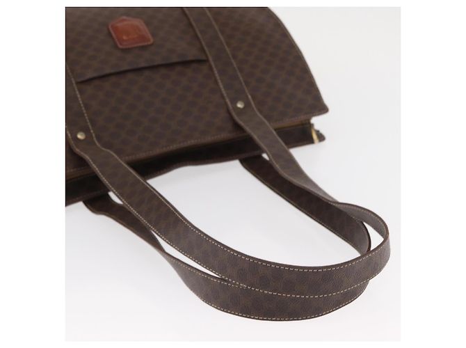 Céline Borsa a spalla in tela Macadam CELINE in pelle PVC marrone e oro Auth ka257 D'oro - vista 8