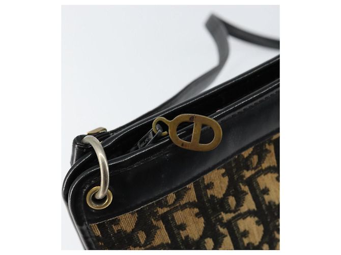 Borsa a Spalla in Tela Trotter Christian Dior Blu Navy Oro Auth 154374 D'oro - vista 10