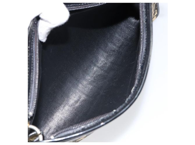 Borsa a Spalla in Tela Trotter Christian Dior Blu Navy Oro Auth 154374 D'oro - vista 12
