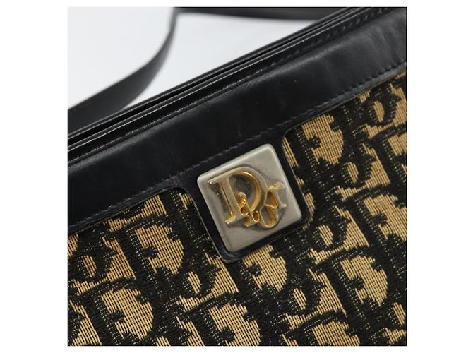 Borsa a Spalla in Tela Trotter Christian Dior Blu Navy Oro Auth 154374 D'oro - vista 17