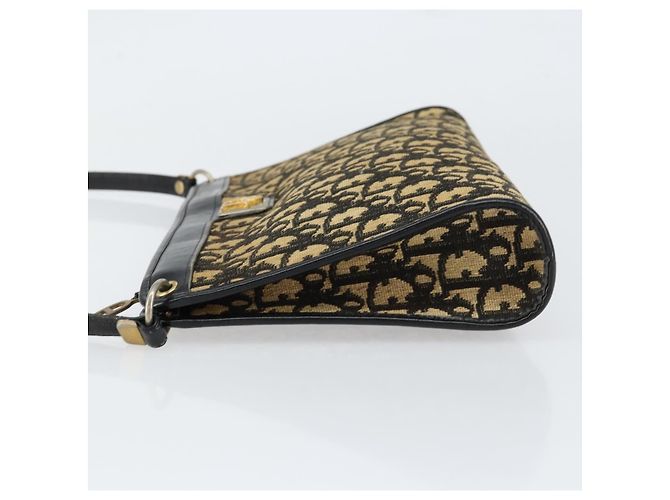 Borsa a Spalla in Tela Trotter Christian Dior Blu Navy Oro Auth 154374 D'oro - vista 4