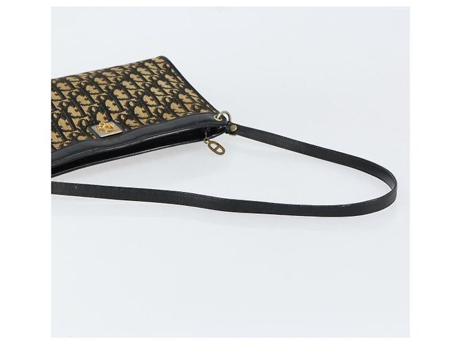 Borsa a Spalla in Tela Trotter Christian Dior Blu Navy Oro Auth 154374 D'oro - vista 7