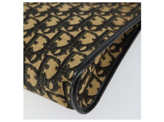 Borsa a Spalla in Tela Trotter Christian Dior Blu Navy Oro Auth 154374 D'oro - vista 9