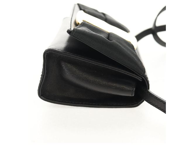 Borsa a Spalla Vala in Pelle Nera e Oro Auth BA8393V di Salvatore Ferragamo Nero D'oro - vista 4