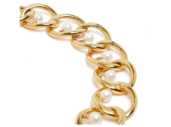 Cinto de Corrente com Pérolas Chanel 1986 T70 a 85 Cinto Maxi de Corrente com Pérolas 28 a 34 em Dourado - vista 2