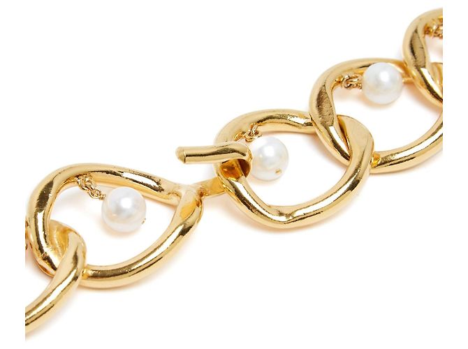 Cinto de Corrente com Pérolas Chanel 1986 T70 a 85 Cinto Maxi de Corrente com Pérolas 28 a 34 em Dourado - vista 3