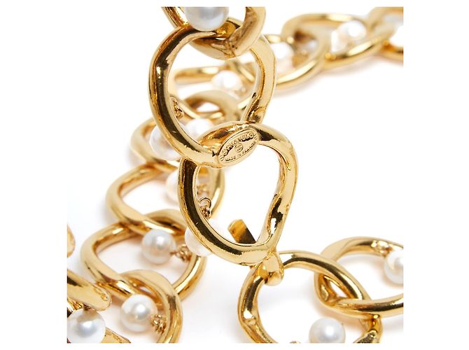 Cinto de Corrente com Pérolas Chanel 1986 T70 a 85 Cinto Maxi de Corrente com Pérolas 28 a 34 em Dourado - vista 4