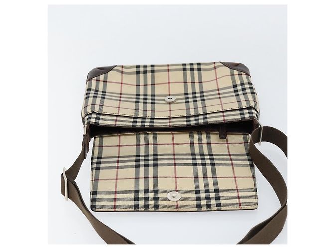 Burberry Borsa a spalla Nova Check in nylon beige e argento Auth ka314 - Ansicht 10