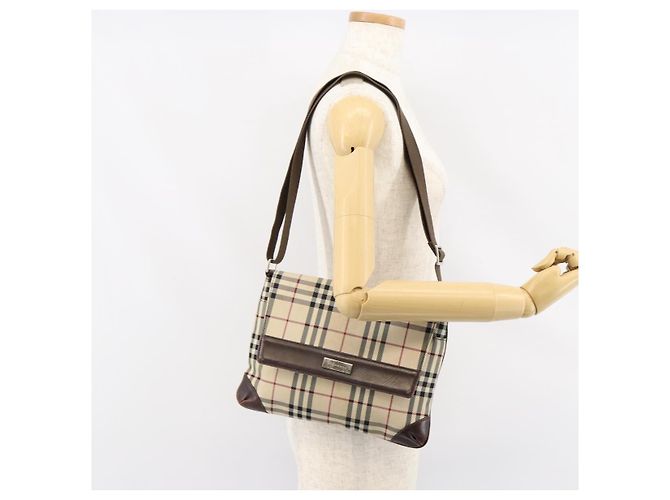 Burberry Borsa a spalla Nova Check in nylon beige e argento Auth ka314 - Ansicht 23