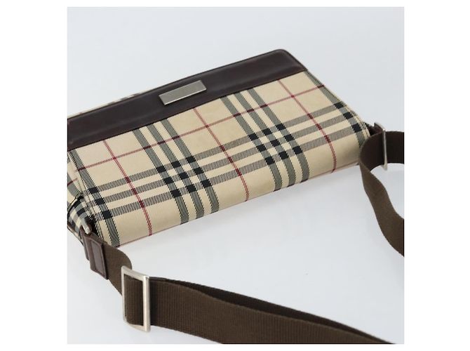 Burberry Borsa a spalla Nova Check in nylon beige e argento Auth ka314 - Ansicht 6