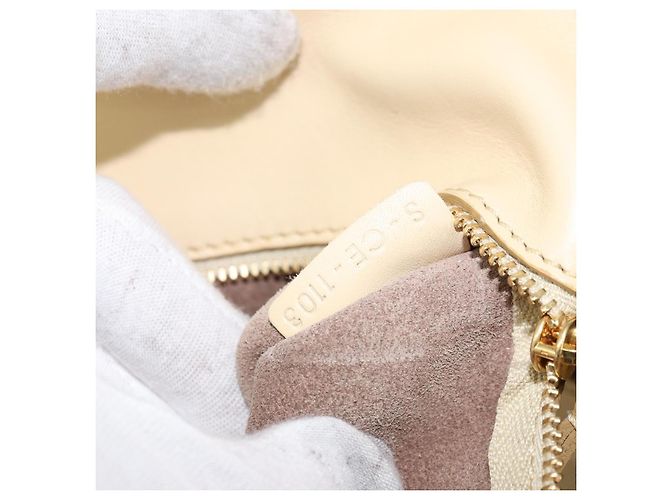 Borsa Tote CÉLINE TIE in pelle beige dorato Auth bs31025 D'oro - vista 12