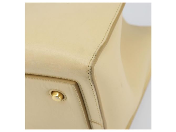 Borsa Tote CÉLINE TIE in pelle beige dorato Auth bs31025 D'oro - vista 16
