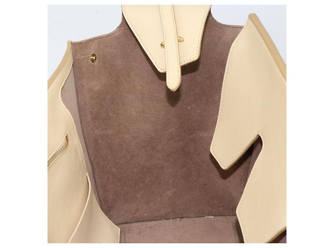 Borsa Tote CÉLINE TIE in pelle beige dorato Auth bs31025 D'oro - vista 20