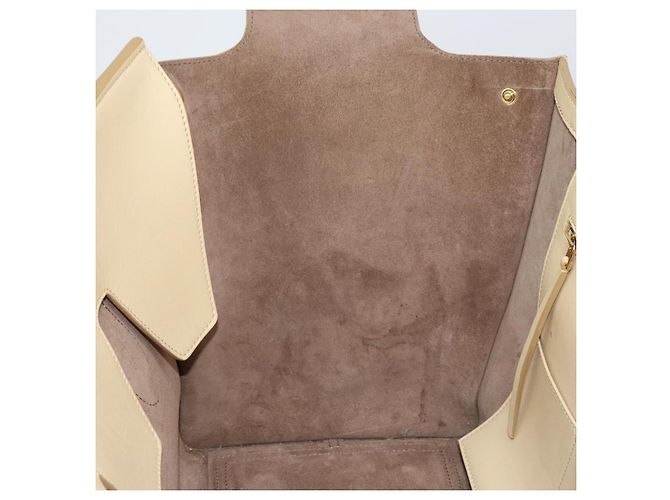 Borsa Tote CÉLINE TIE in pelle beige dorato Auth bs31025 D'oro - vista 21