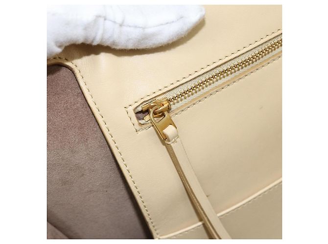 Borsa Tote CÉLINE TIE in pelle beige dorato Auth bs31025 D'oro - vista 22