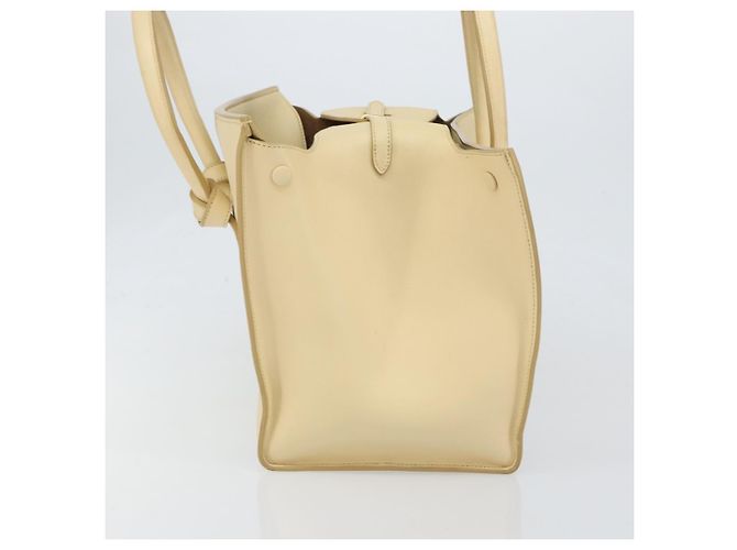Borsa Tote CÉLINE TIE in pelle beige dorato Auth bs31025 D'oro - vista 3