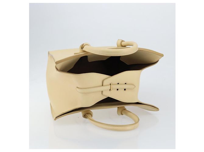 Borsa Tote CÉLINE TIE in pelle beige dorato Auth bs31025 D'oro - vista 6