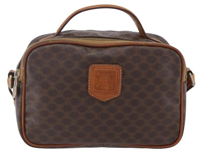Céline Borsa a mano in tela Macadam CELINE in pelle PVC 2 in 1 marrone oro Auth 153470 D'oro - vista 13