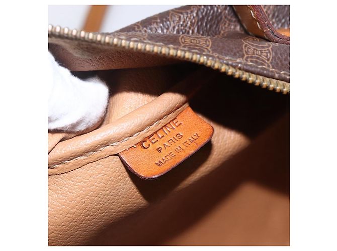 Céline Borsa a mano in tela Macadam CELINE in pelle PVC 2 in 1 marrone oro Auth 153470 D'oro - vista 19