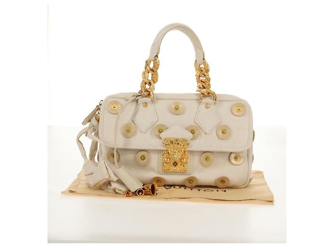 LOUIS VUITTON Tinkerbell Polka Dots Panama Bag Canvas White M95407 Auth 153639SM - view 12